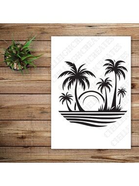 *2 for $20* Palm Trees, sun, ocean vinyl decal Sticker Handcrafted